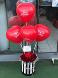 4 Kalp Balon 20 Kutu Gül
